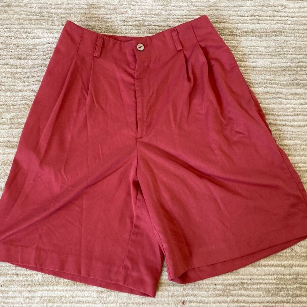 Sports Haley Women's High-waisted, Pleated Front, Red Shorts, Waist 26"